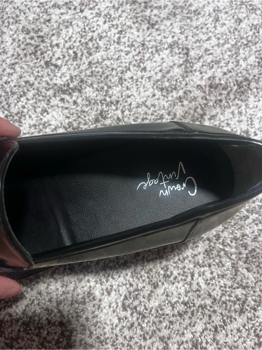 Crown Vintage Sage Black Patent Platform Loafers Lug Sole Women’s Size 11